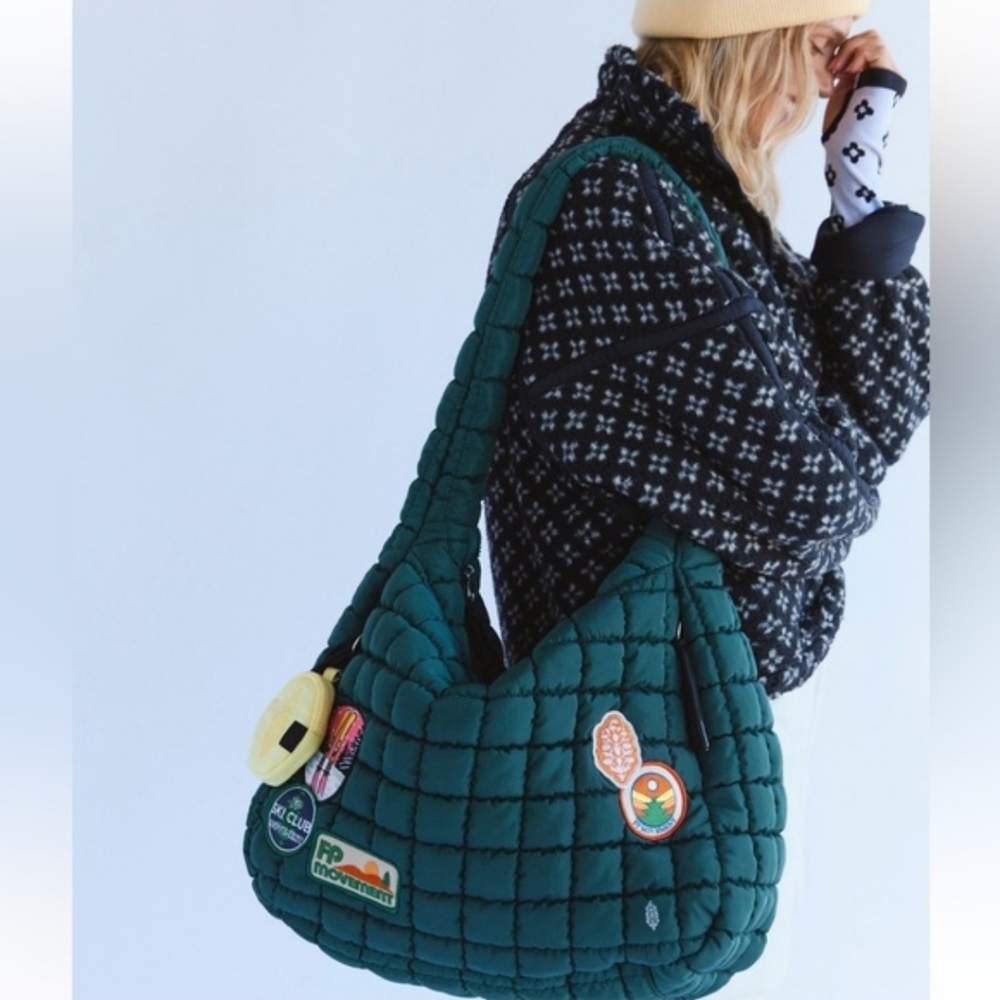 Limited Edition Free People NWOT Quilted Patched Green Carry All Bag